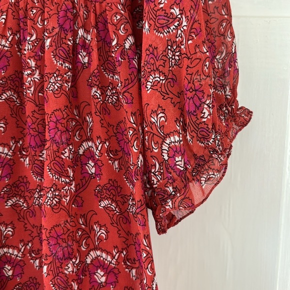 Ulla Johnson Ruby Red Ollie Dress Size 4 Valentines Day Silk Floral Mini Dress - Picture 8 of 17